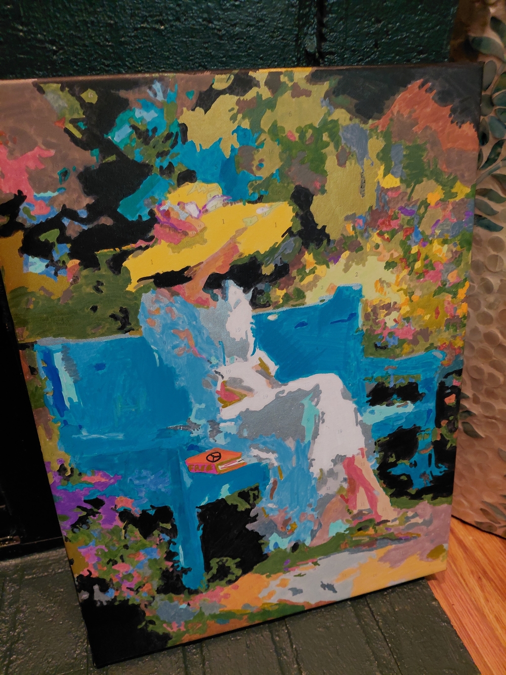 Abstract Garden Figure Art Print - Blue, Yellow, Green